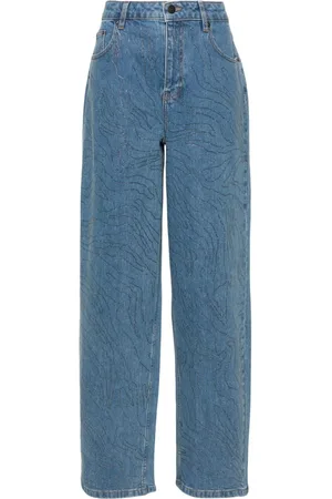 ROTATE Rhinestone-embellished wide-leg jeans