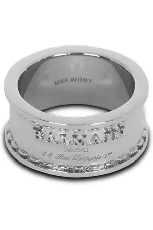 Balmain Signature logo-engraved ring