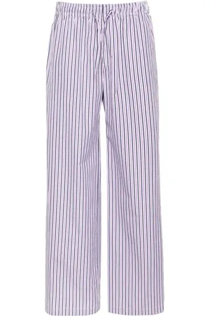Palm Angels Logo-tag striped straight trousers