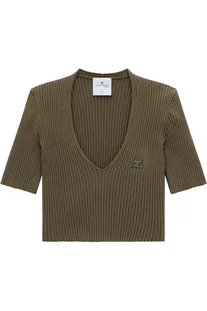 Courrèges Ribbed knit V-neck top