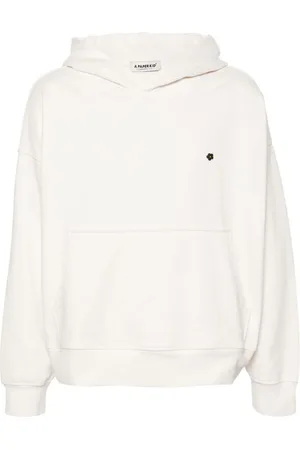 A PAPER KID Floral-button cotton hoodie