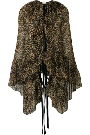 Saint Laurent Leopard-print asymmetric blouse