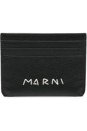 Marni Logo-embroidered leather card holder