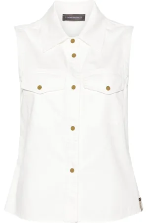 LORENA ANTONIAZZI Patch-detail denim gilet