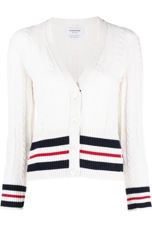 Thom Browne RWB-Stripe cable-knit cardigan