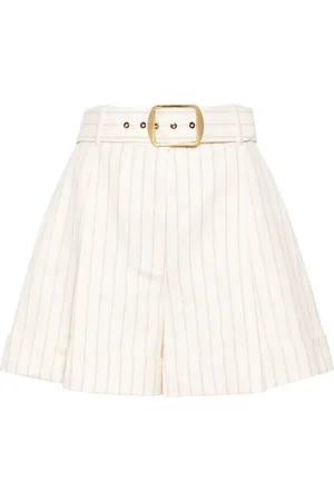 ZIMMERMANN Pinstriped herringbone belted shorts