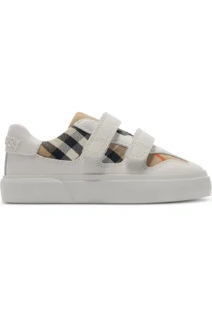 Burberry Check cotton leather trainers