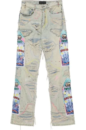 Who Decides War Embroidered straight-leg jeans