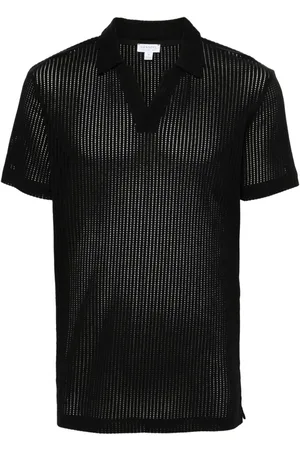 Sunspel Linear mesh design polo shirt