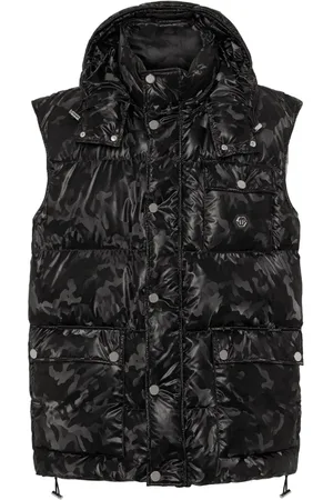 Philipp Plein Camouflage-print hooded puffer gilet