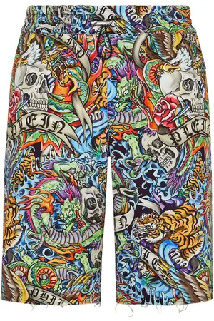 Philipp Plein Graphic-print cotton shorts