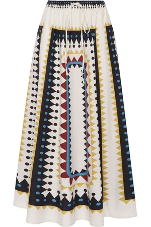 La DoubleJ Geometric-print cotton maxi skirt