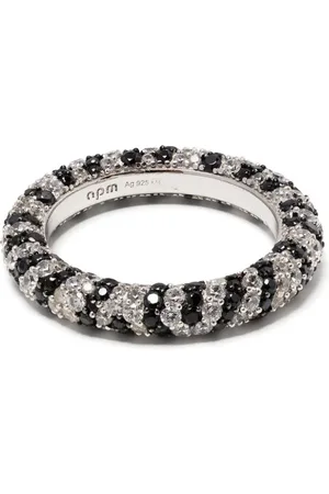 APM Monaco Striped crystal-embellished ring