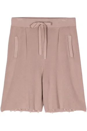 LANEUS Raw-edge cotton shorts