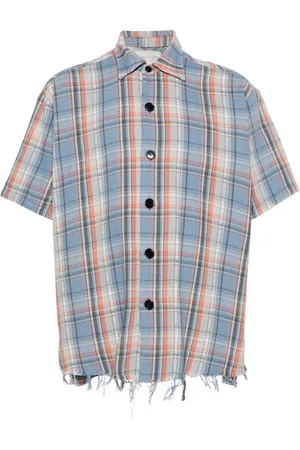 GREG LAUREN Plaid-check cotton shirt