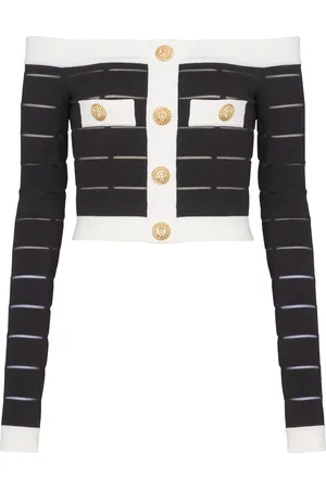 Balmain Off-shoulder knitted top