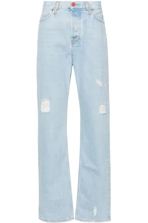Members OF The Rage Logo-patch distressed straight jeans