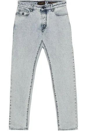 MOORER Logo-embroidered tapered jeans