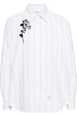 Thom Browne Floral-embroidered poplin shirt