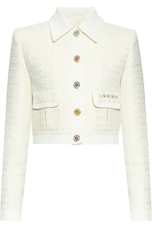 Casablanca Logo-embroidered tweed jacket