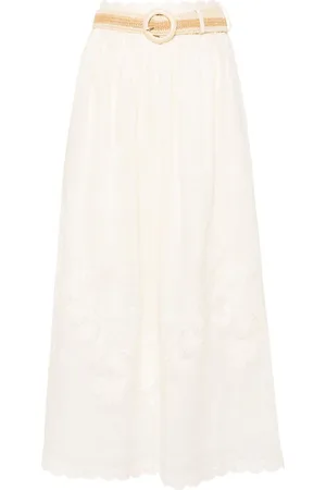 ZIMMERMANN Embroidered linen maxi skirt