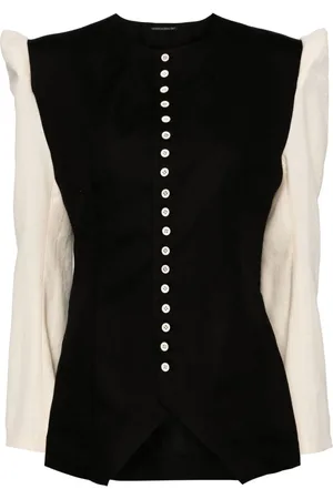 YOHJI YAMAMOTO Collarless panelled blazer
