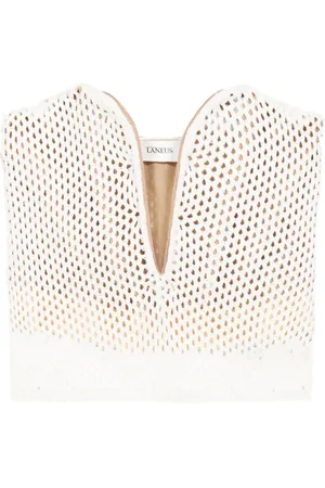 LANEUS Crochet-knit strapless top