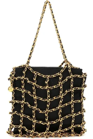 CHANEL Caged-chain silk clutch bag