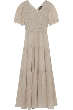 tout a coup Puff-sleeves smocked midi dress