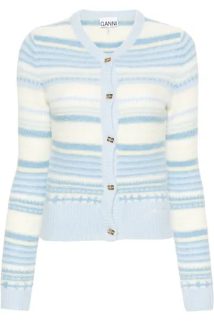 Ganni V-neck striped cardigan