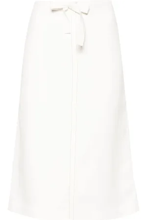 Salvatore Ferragamo Contrast-stitching drawstring midi skirt