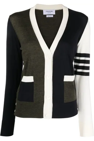 Thom Browne Semi-sheer panelled knitted cardigan