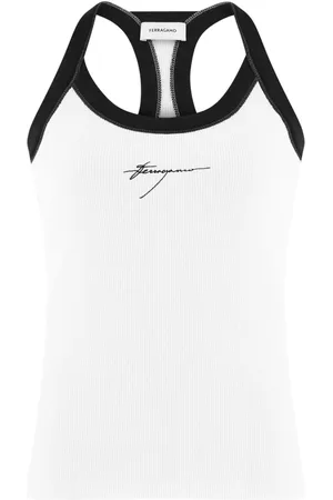 Salvatore Ferragamo Logo-embroidered cotton tank top