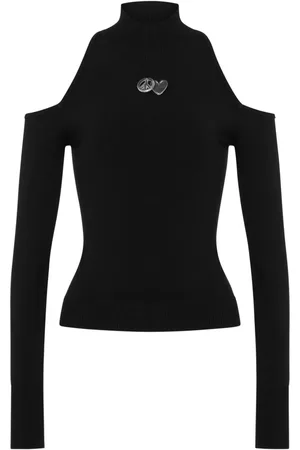 Moschino Appliquéd cold-shoulder jumper