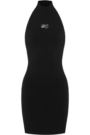 Moschino Appliquéd halterneck ribbed dress