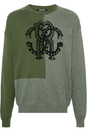 Roberto Cavalli RC-flocked cotton-blend jumper