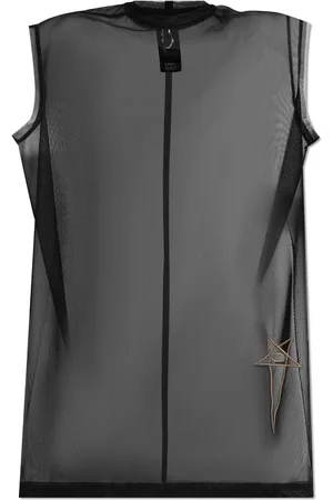 Rick Owens Logo-embroidered mesh top
