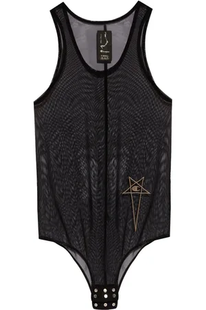 Rick Owens Logo-embroidered mesh tank top