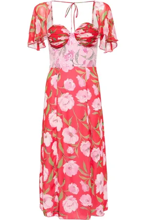 ROTATE Floral-print chiffon midi dress