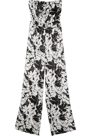 Michael Kors Palm tree-print satin jumpsuit