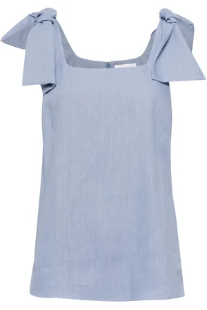 Chloé Bow-strap linen top