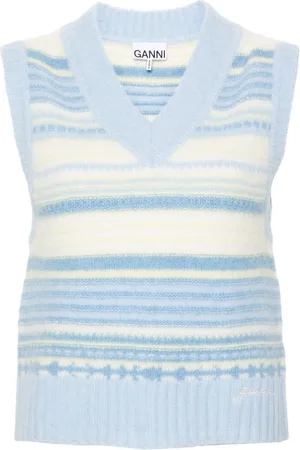 Ganni Stripped sleeveless knitted top