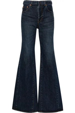 SACAI Belted mid-rise flared jeans