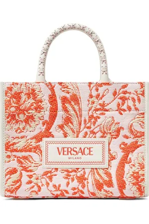 VERSACE Small Barocco Athena raffia tote bag