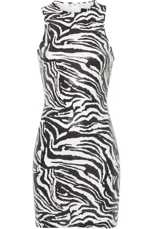 ROTATE Zebra-print sequin embellished dress