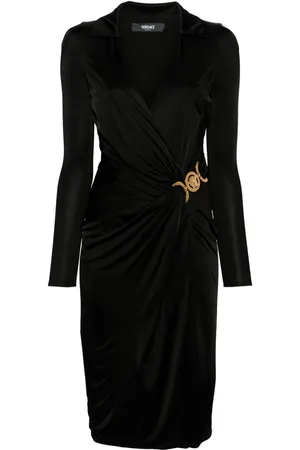 VERSACE Medusa-plaque jersey midi dress