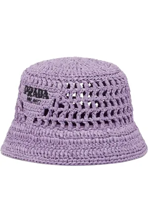 Prada Logo-embroidered crochet bucket hat