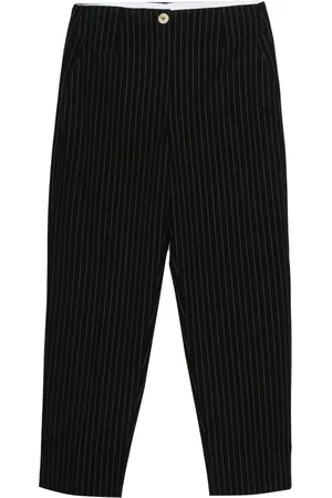 Ganni Pinstriped high-waist tapered trousers