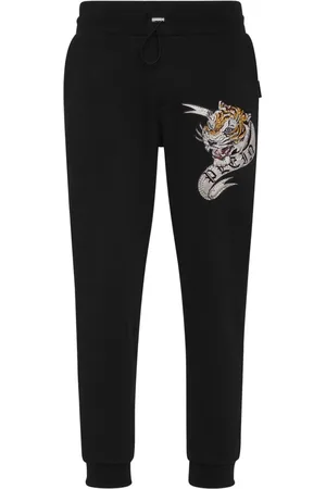Philipp Plein Tiger-appliqué drawstring track pants