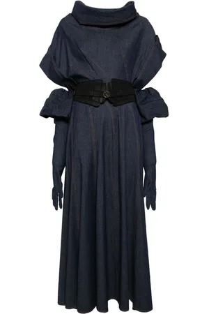 Saiid Kobeisy Detachable-gloves denim dress